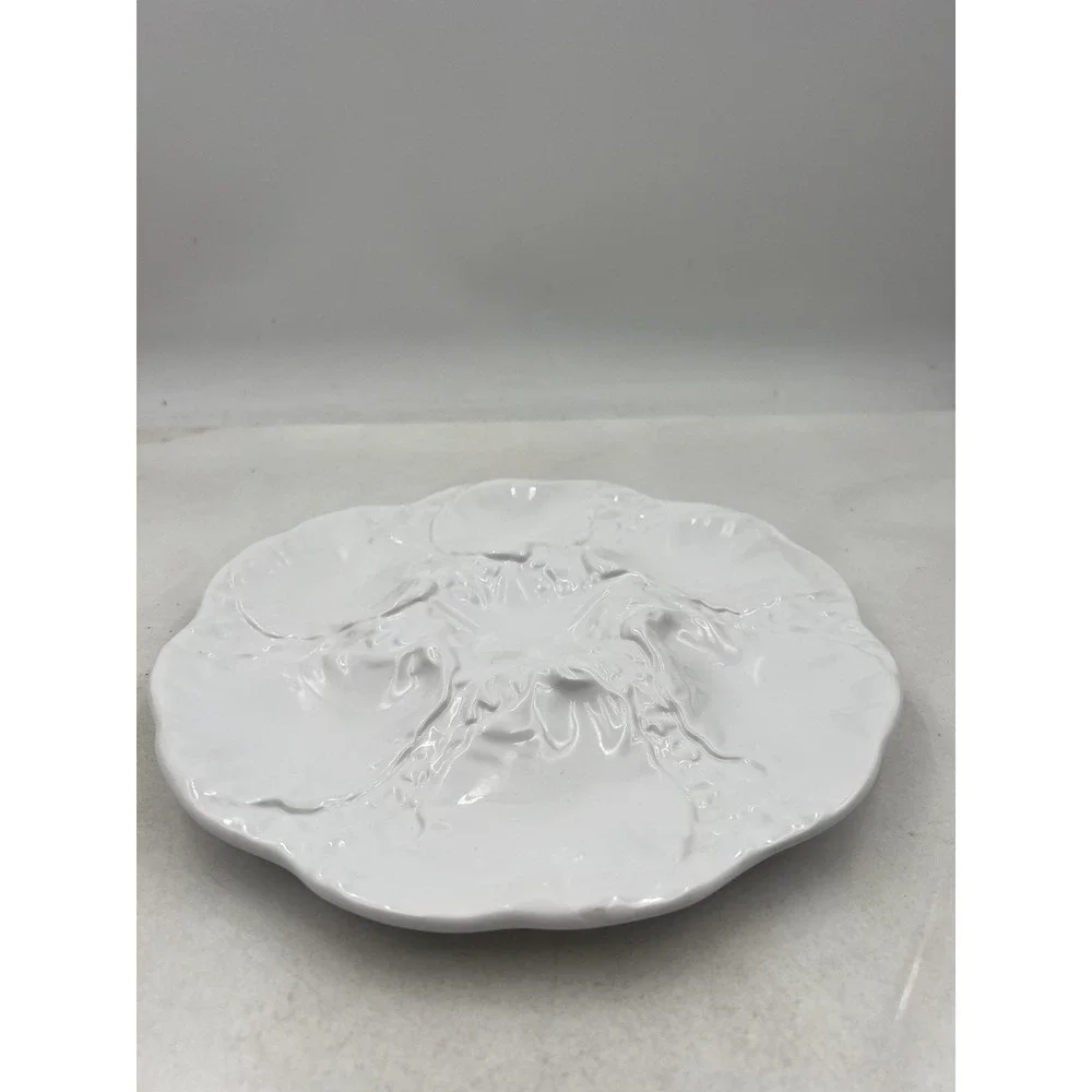 Neto & Gomes Oyster Plate White Ceramic Starfish Center 6-Well Server Portugal - Picture 2 of 11